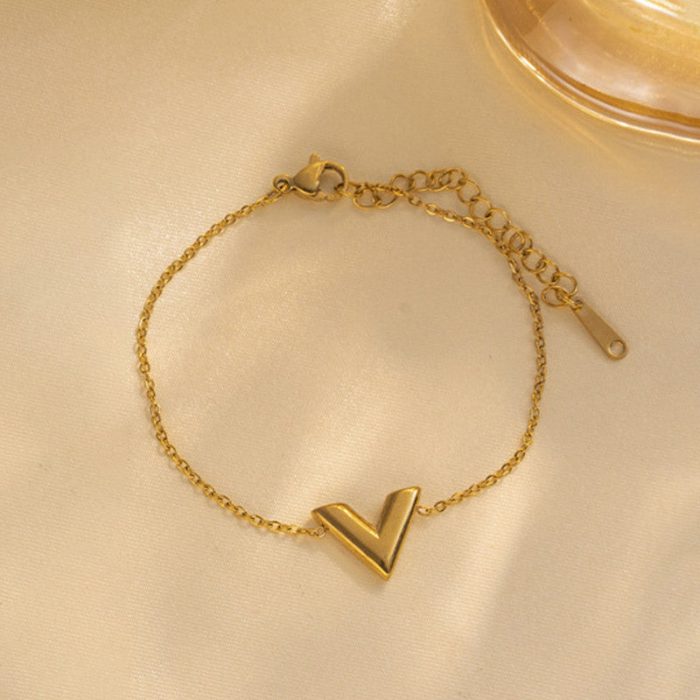 Gold Plated Stainless Steel Anti Tarnish V-Shaped Wraparound Bracelet For Women - Image 5