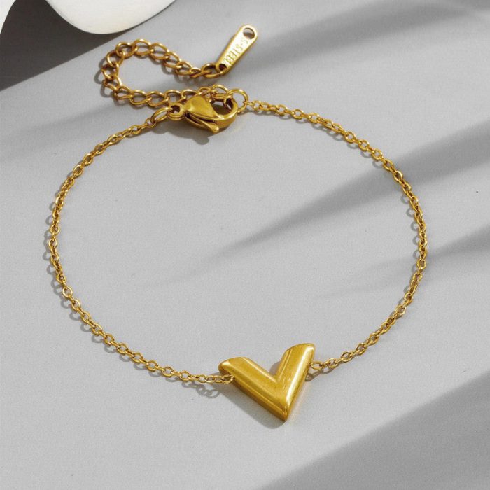 Gold Plated Stainless Steel Anti Tarnish V-Shaped Wraparound Bracelet For Women - Image 6