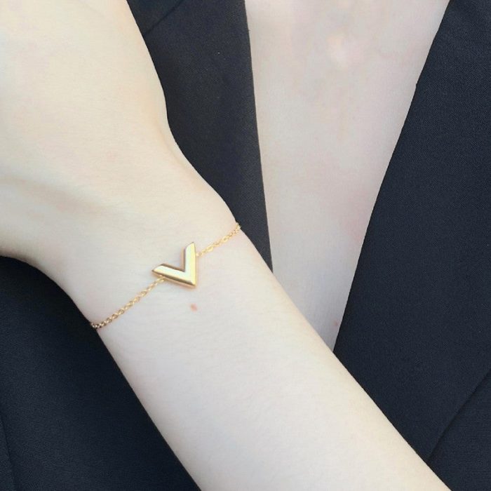 Gold Plated Stainless Steel Anti Tarnish V-Shaped Wraparound Bracelet For Women - Image 9