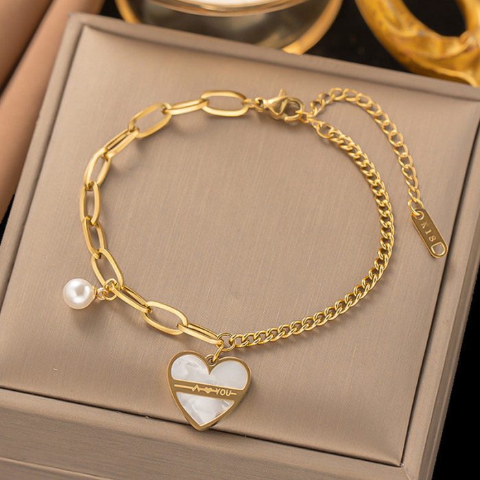 Gold Plated Stainless Steel Anti Tarnish Heart themed Wraparound Bracelet For Women - Image 2