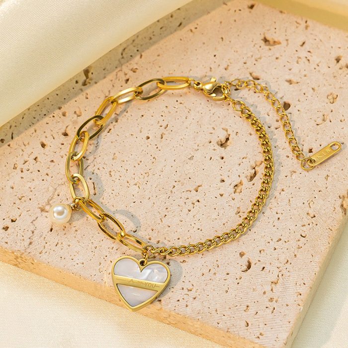 Gold Plated Stainless Steel Anti Tarnish Heart themed Wraparound Bracelet For Women - Image 3