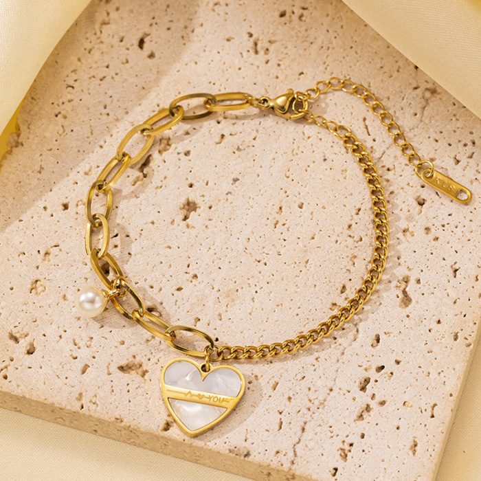 Gold Plated Stainless Steel Anti Tarnish Heart themed Wraparound Bracelet For Women - Image 7