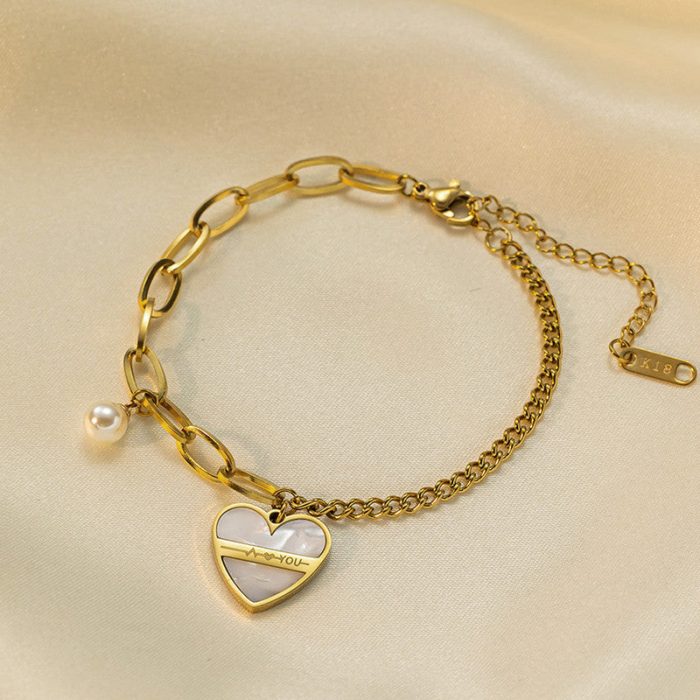 Gold Plated Stainless Steel Anti Tarnish Heart themed Wraparound Bracelet For Women - Image 9