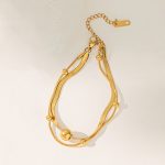 Gold Plated Stainless Steel Anti Tarnish Snake chain Geometric Wraparound Bracelet - Image 7