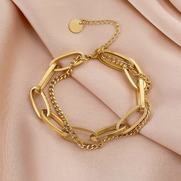 Gold Plated Stainless Steel Anti Tarnish Rope Design Wraparound Bracelet For Women - Image 2