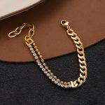 Gold Plated Stainless Steel Anti Tarnish Stone Studded Miami Cuban Link Bracelet - Image 5