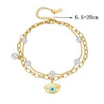 Gold Plated Stainless Steel Anti-Tarnish Evil Eye Wraparound Bracelet - Image 4