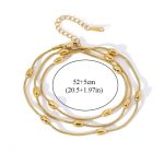 Gold Plated Anti Tarnish Stainless Steel Triple Strand Necklace Wraparound Bracelet cum Necklace - Image 6