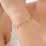 Gold Plated Anti Tarnish Stainless Steel Triple Strand Necklace Wraparound Bracelet cum Necklace - Image 8