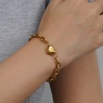 Gold Plated Anti Tarnish Stainless Steel Heart themed Wraparound Bracelet - Image 2