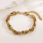 Gold Plated Anti Tarnish Stainless Steel Thick Chain Rope Style Wraparound Bracelet - Image 4