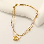 Gold Plated Anti Tarnish Stainless Steel Heart Themed Wraparound Bracelet - Image 3
