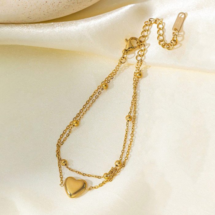 Gold Plated Anti Tarnish Stainless Steel Heart Themed Wraparound Bracelet - Image 4