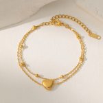 Gold Plated Anti Tarnish Stainless Steel Heart Themed Wraparound Bracelet