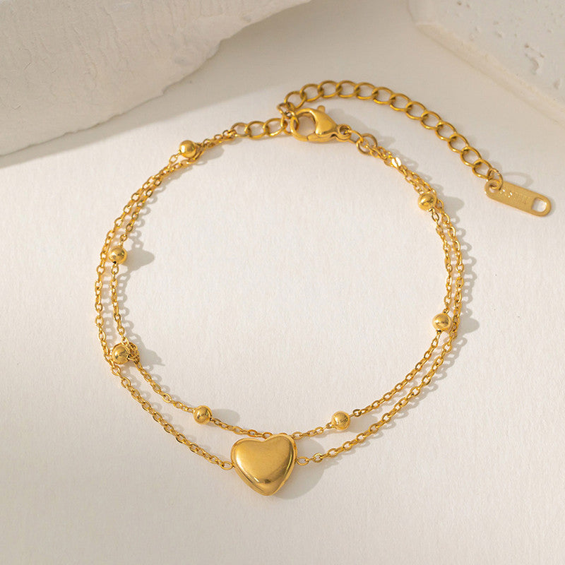 Gold Plated Anti Tarnish Stainless Steel Heart Themed Wraparound Bracelet - Image 1