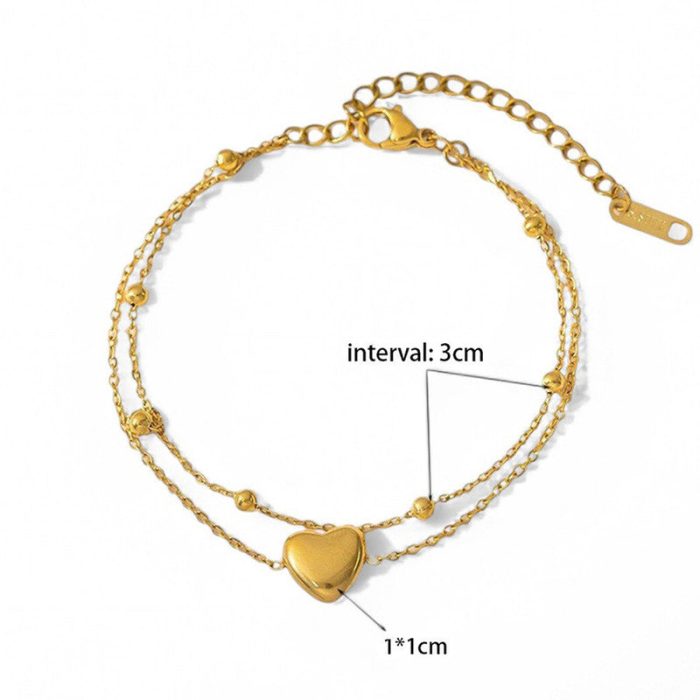 Gold Plated Anti Tarnish Stainless Steel Heart Themed Wraparound Bracelet - Image 5