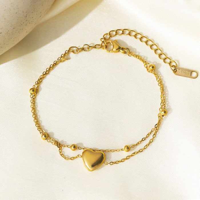 Gold Plated Anti Tarnish Stainless Steel Heart Themed Wraparound Bracelet - Image 6