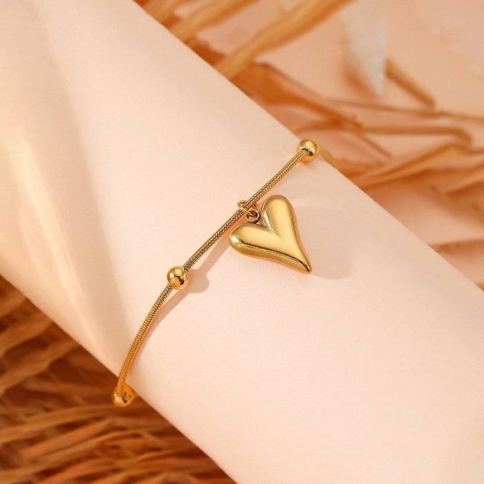Gold Plated Anti Tarnish Stainless Steel Heart Themed Wraparound Bracelet - Image 2