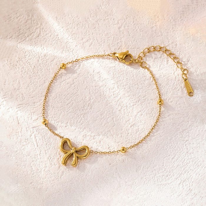 Gold Plated Anti Tarnish Stainless Steel Bow Themed Wraparound Bracelet - Image 9