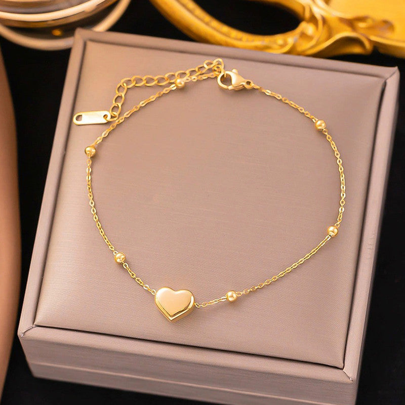 Gold Plated Anti Tarnish Stainless Steel Heart Themed Wraparound Bracelet - Image 1