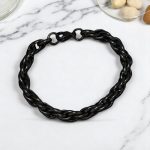 Black Silver Plated Anti Tarnish Rope Themed Wraparound Bracelet (Thick) - Image 2