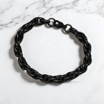 Black Silver Plated Anti Tarnish Rope Themed Wraparound Bracelet (Thick) - Image 4