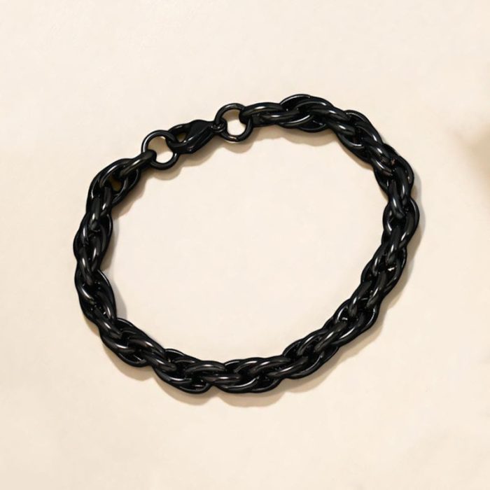 Black Silver Plated Anti Tarnish Rope Themed Wraparound Bracelet (Thick) - Image 5