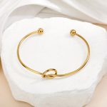 Gold Plated Stainless Steel Anti-Tarnish Knotted Cuff Bracelet - Image 6