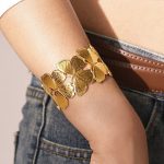 Gold Plated Anti Tarnish Stainless Steel Butterfly Themed Cuff Bracelet - Image 2