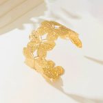 Gold Plated Anti Tarnish Stainless Steel Butterfly Themed Cuff Bracelet - Image 7