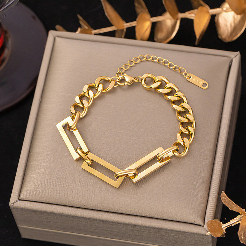 Gold Plated Geometric Wraparound Bracelet - Image 1