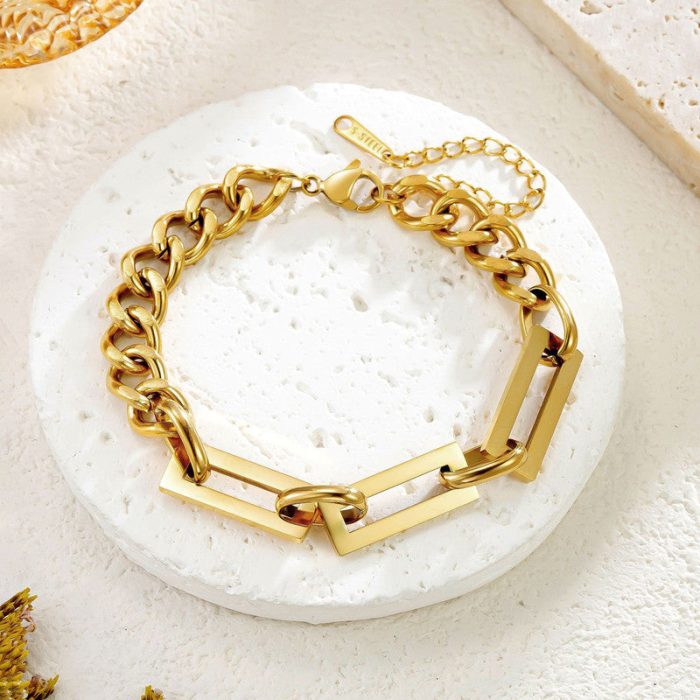 Gold Plated Geometric Wraparound Bracelet - Image 4