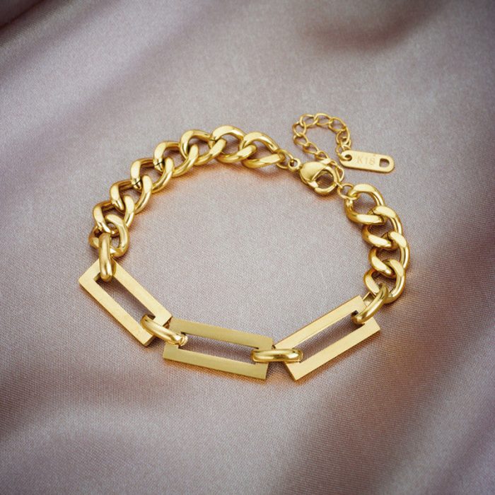 Gold Plated Geometric Wraparound Bracelet - Image 6