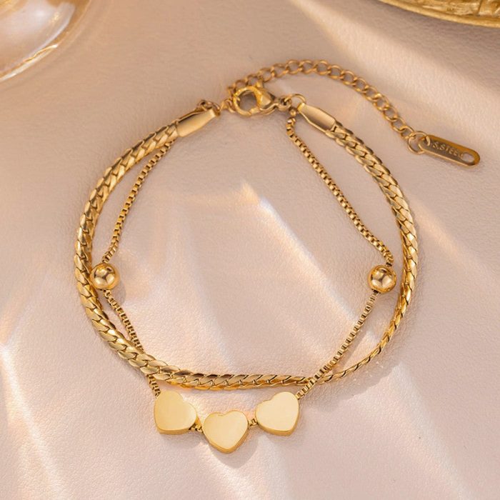 Gold Plated Heart Themed Wraparound Bracelet - Image 5