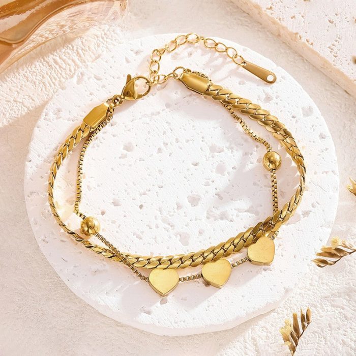 Gold Plated Heart Themed Wraparound Bracelet - Image 9