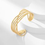 Gold Stainless Steel Contemporary Cuff Bracelet