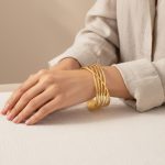 Gold Stainless Steel Contemporary Cuff Bracelet - Image 2