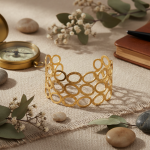 Gold Stainless Steel Contemporary Cuff Bracelet - Image 3