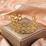 Gold Stainless Steel Contemporary Cuff Bracelet - Image 6
