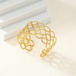 Gold Stainless Steel Contemporary Cuff Bracelet - Image 8