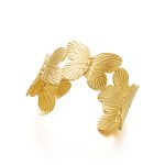 Gold Stainless Steel Butterfly Themed Cuff Bracelet - Image 6