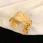 Gold Stainless Steel Contemporary Cuff Bracelet