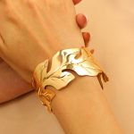 Gold Stainless Steel Contemporary Cuff Bracelet - Image 2