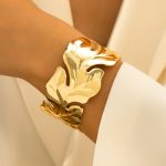 Gold Stainless Steel Contemporary Cuff Bracelet - Image 7