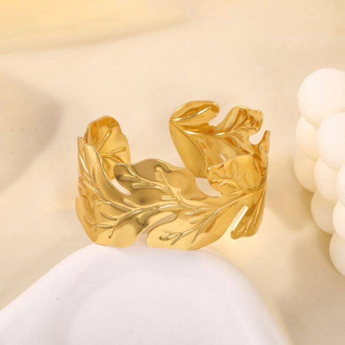 Gold Stainless Steel Contemporary Cuff Bracelet - Image 8