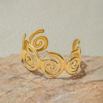 Gold Stainless Steel Contemporary Cuff Bracelet - Image 4