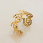Gold Stainless Steel Contemporary Cuff Bracelet - Image 6