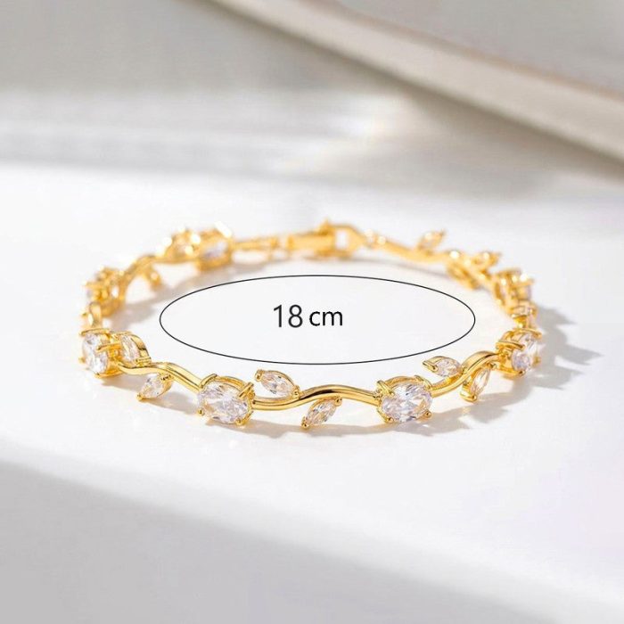Gold Plated White Stones Studded Anti Tarnish Tulip Bracelet - Image 7