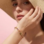 Gold Plated Multicolor Stones Studded Anti Tarnish Tulip Bracelet - Image 5