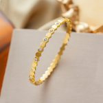 Gold-Plated AD Bangle-Style Hexagonal Anti Tarnish Bracelet